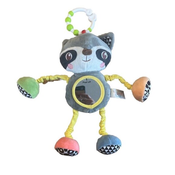 Spark Create Imagine Raccoon 10" Plush Gray Baby Rattle Mirror Sensory Walmart - Picture 1 of 6